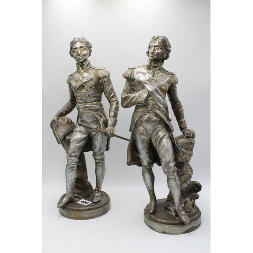 400 - A Pair of Spelter Sculpture of Wellington and Nelson. After Sylvain Kinsburg&nbsp;