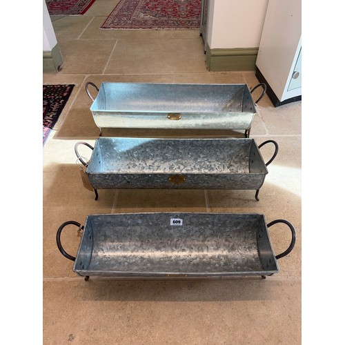 610 - A set of three Foras troughs - largest 60cm
