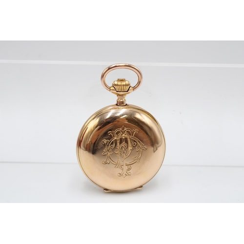  A fine European late 19th-century 18-carat gold full hunter chronometer pocket watch. The white enam... 