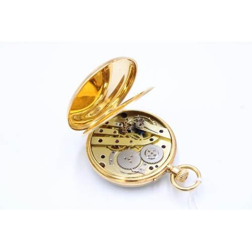  An 18ct French Open Faced Pocket watch featuring a white enamel dial with roman numerals, subsidiary... 