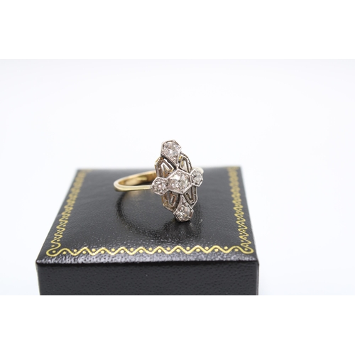  An Art Deco 18ct & Platinum Diamond Cocktail Ring, Featuring a geometric design with approximate... 