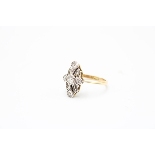  An Art Deco 18ct & Platinum Diamond Cocktail Ring, Featuring a geometric design with approximate... 