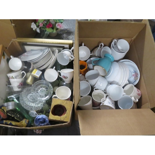 90 - 2 Boxes of pottery and glassware