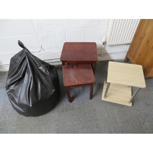 441 - Nest of tables, side table and bean bag chair