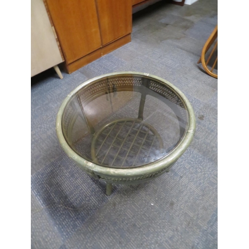 446 - Bamboo table with glass top