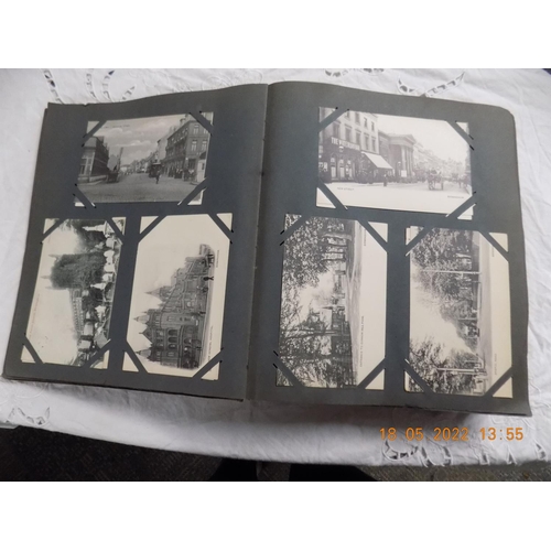 307 - Brown vintage postcards album with 400 early 1900's postcards, all topographical with a good mix of ... 