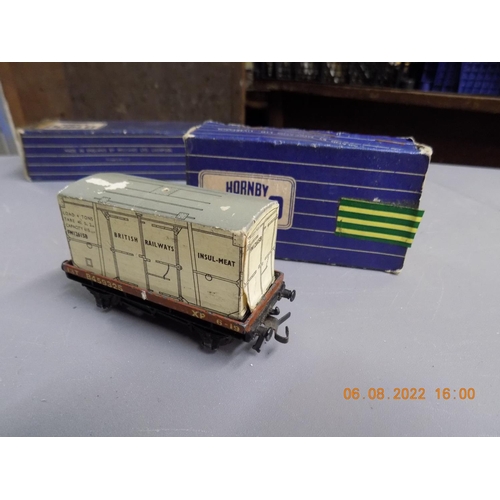 115 - Hornby Dublo BR low sided wagon and insulated meat container