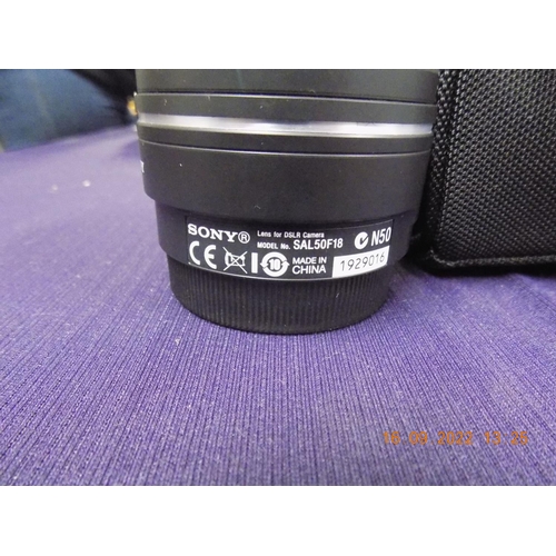 327 - Sony DT 1.8/50mm SAM Lens - Sony A Mount, Includes Carry Case and Protective lens Filter