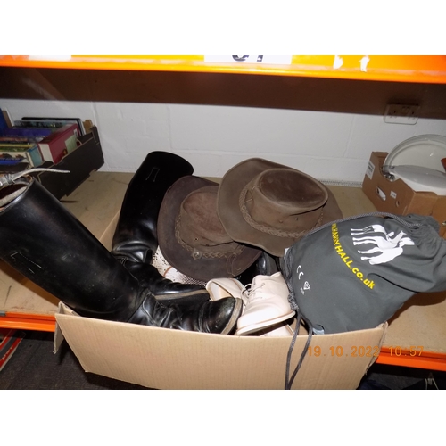 146 - Box of Shoes and Boots inc. Horse Riding Helmet