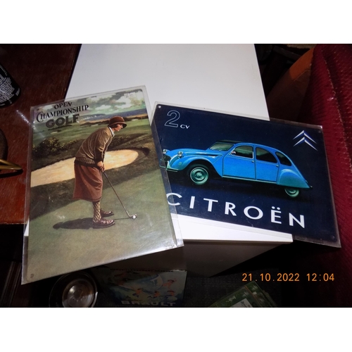 315 - Citroen and Golf Metal Signs