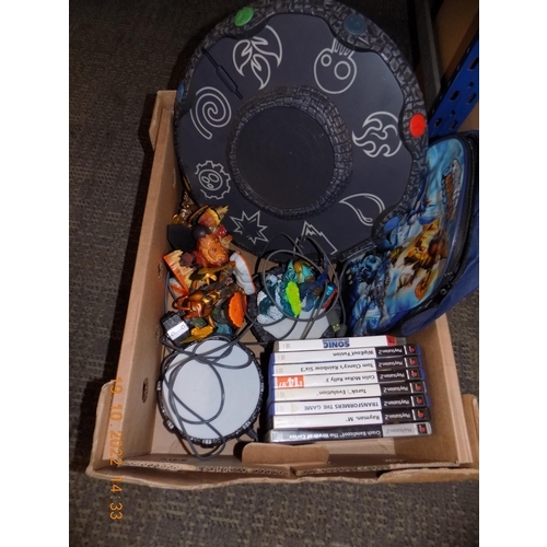 157 - Box of Skylanders Figures and Portals and PS2 Games