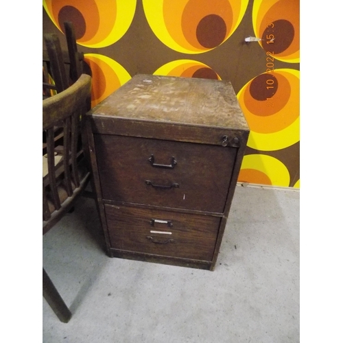 260 - Vintage Wooden Filing Cabinet - with Key