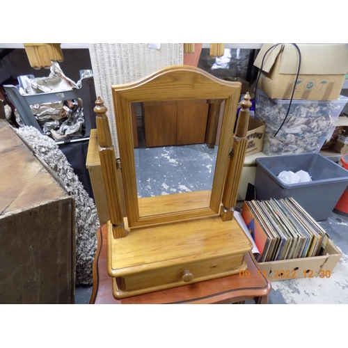 275 - Pine Dressing Table Mirror with Storge