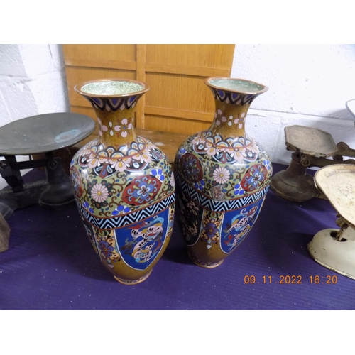 350 - 2 Cloisonne Vases one Slightly Damaged