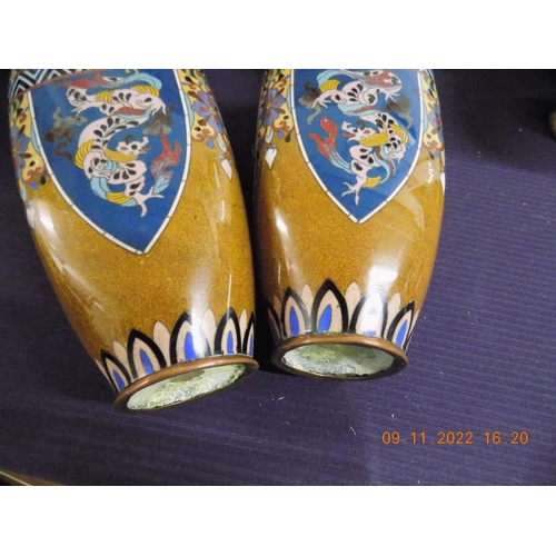 350 - 2 Cloisonne Vases one Slightly Damaged