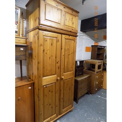 276 - Pine Wardrobe with Top Box