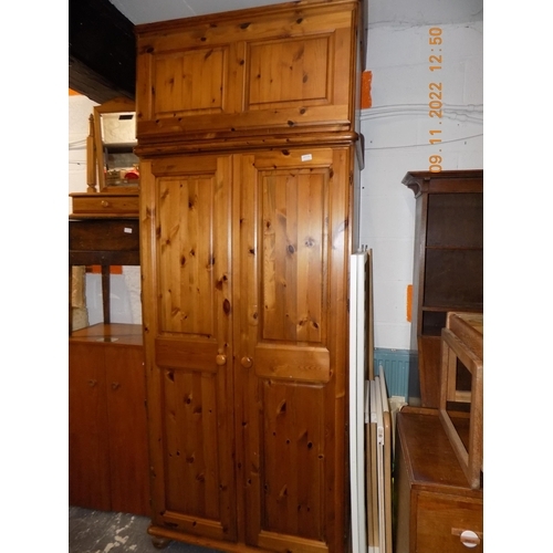 294 - Pine Wardrobe with Top Box