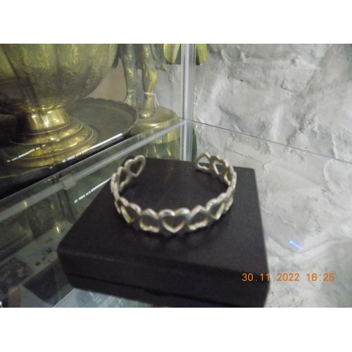 303 - Silver 'Heart' Bracelet Boxed 12.9g