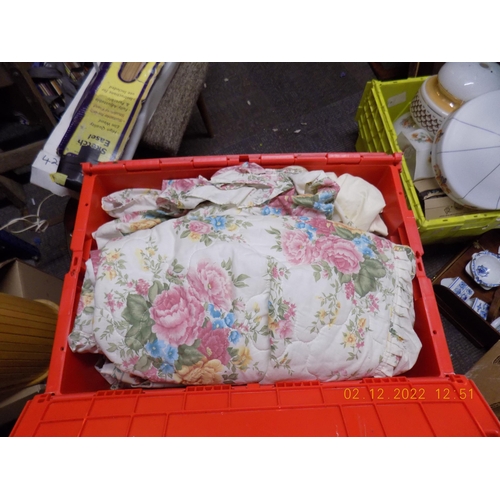 211 - Large Box of Vintage Bedding