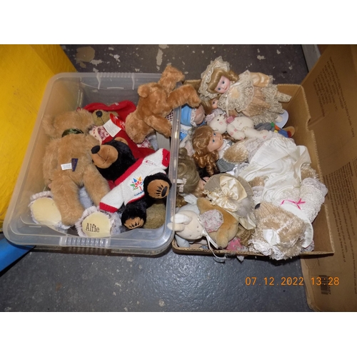 126 - 2 Boxes of Porcelain Dolls and Teddies