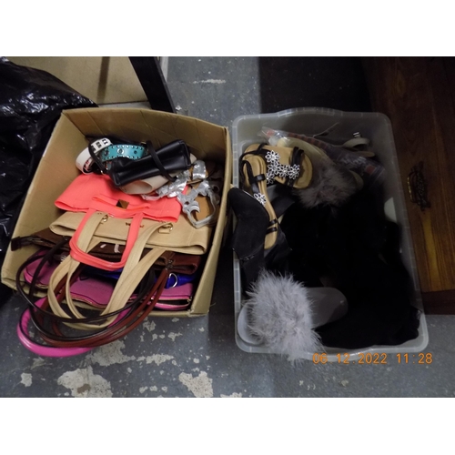 7 - 2 Boxes of Ladies Shoes and Bags and Belts