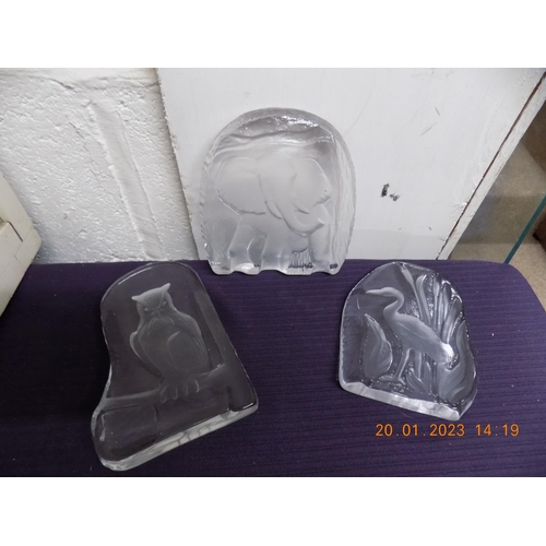 305 - 3 Engraved Glass Ornaments