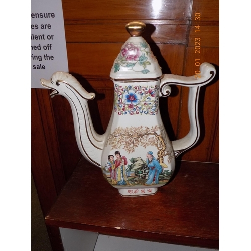 314 - Vintage Oriental Ewer Signed V.V Carraresi Large Teapot