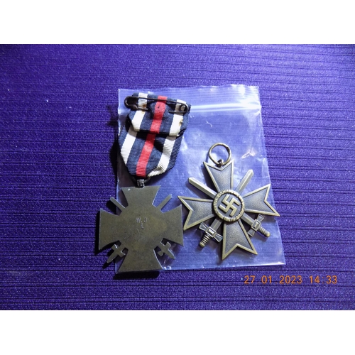 304 - German WW1 Honour Cross and German Third Reich 1939 War Merit Cross Medal