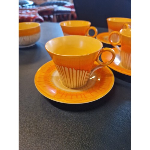 314 - Vintage Shelley Art Deco Orange Harmony Coffee Set