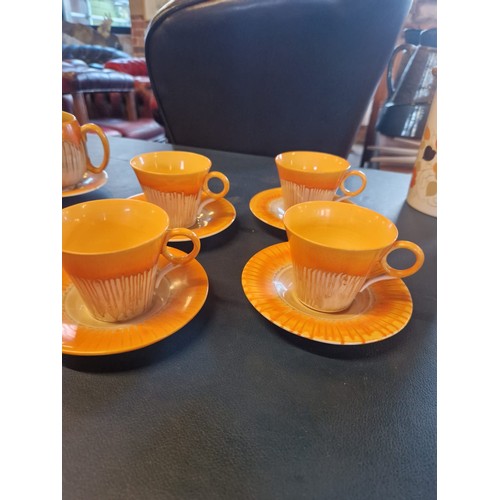 314 - Vintage Shelley Art Deco Orange Harmony Coffee Set