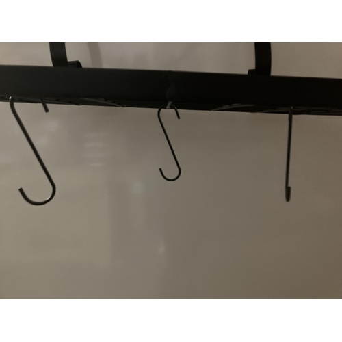 141 - 22 x Black Metal Kitchen / Garden Shelves with hooks to hang Pots / Pans / Plants. RRP £14.99 each