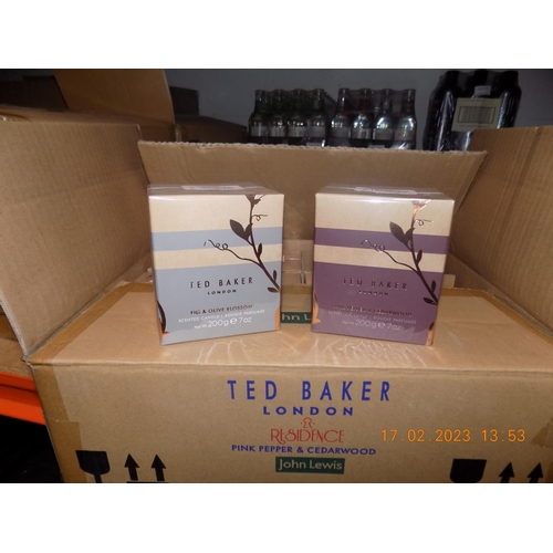 176 - Box of 8 Ted Baker 6 Pink Pepper & Cedarwood and 2 Fig & Olive Blossom Scented Candles