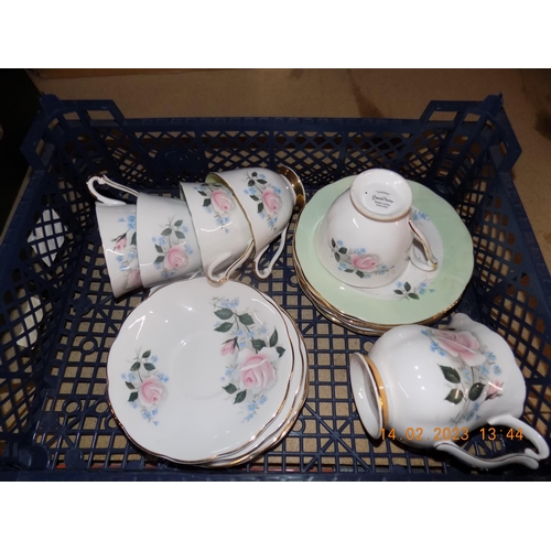 28 - Box of Queen Anne 'Cherie' tea Cup Set