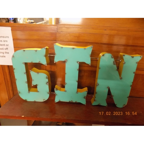 313 - Vintage Metal Gin Sign