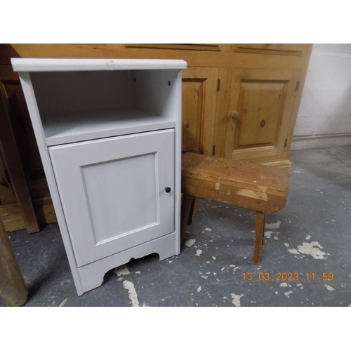 278 - Ikea Bedside and Pine Foot Stool