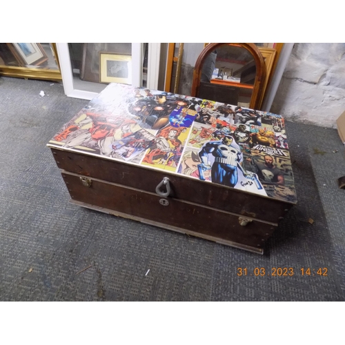 251A - Vintage Wooden Tool Box on Wheels