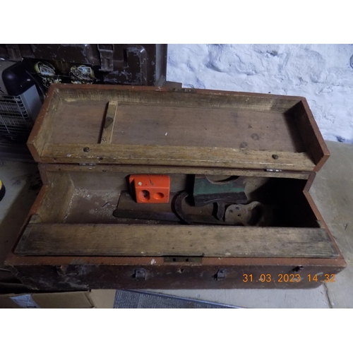 259A - Large Vintage Wooden Tool Box