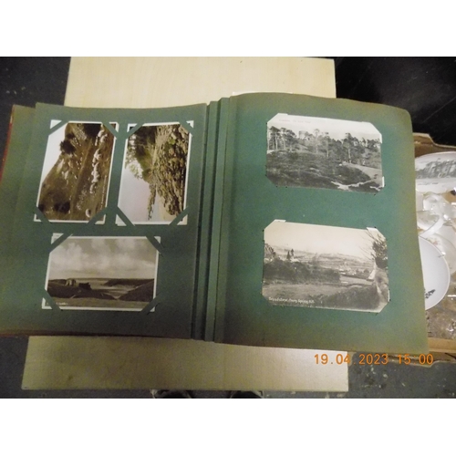 344 - Vintage Red Postcard Album in good unsorted condition with 400+ Early Topographical UK Postcards Mai... 