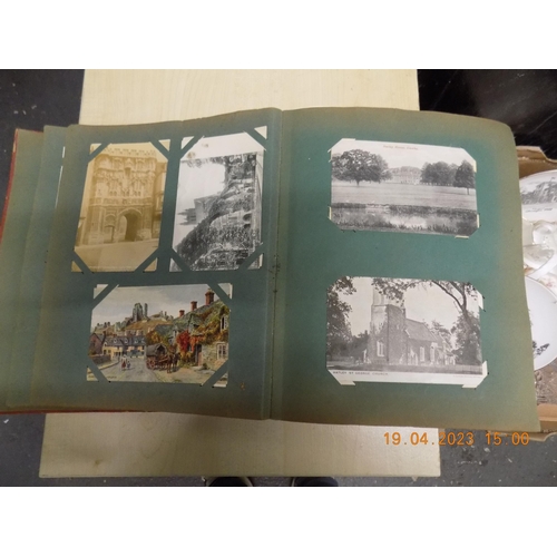 344 - Vintage Red Postcard Album in good unsorted condition with 400+ Early Topographical UK Postcards Mai... 