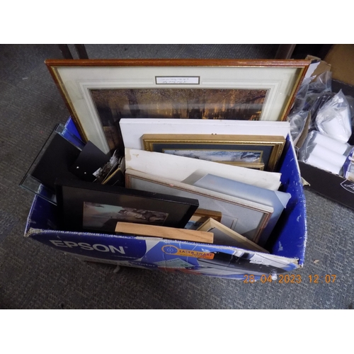 335 - Box of Pictures and Picture Frames