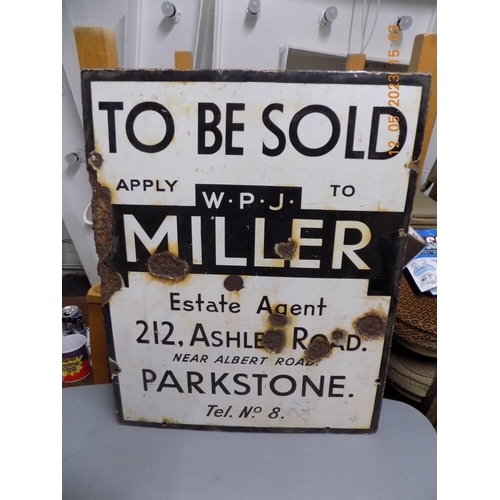 574 - WPJ Miller Estate Agent Enamel Sign