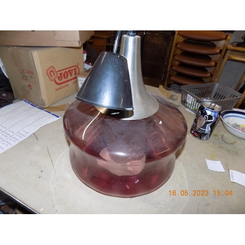 160 - Vintage 1950's/1960's Rusty Pink Glass Globe Light Fitting