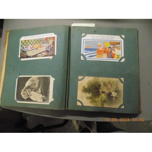 501 - A Vintage Green Postcard Album with 130+ unsorted Vintage owned by Ruby Humble, Cottingham, near Hul... 