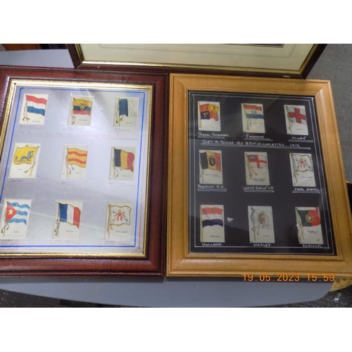 572 - 3 Framed Cigarette Cards, Flags and Soldiers