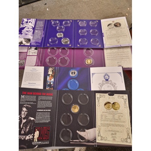 580 - Selection of Commemorative Coins inc Elvis and the Platinum Jubilee 24ct Layered Coins and Queen Eli... 