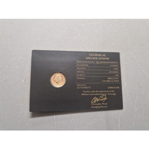 581 - 24ct Gold Uncirculated Quarter Sovereign 1.99g