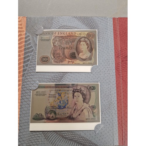 583 - Queen Elizabeth II Platinum Bank Note Collection. Including Platinum One Pound Note, Twenty Pound No... 