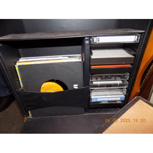 115 - Record Case of Vinyl LP's, 45's and Cassettes