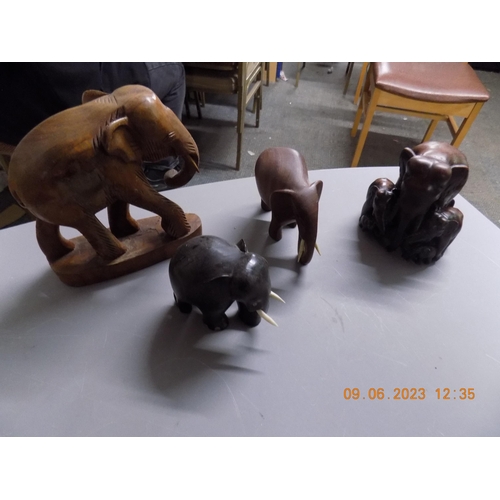 540 - Selection of Wooden Elephants