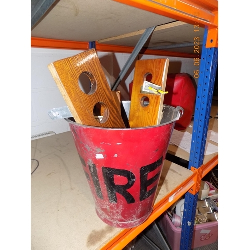 56 - Vintage Fire Bucket with Candle Holders